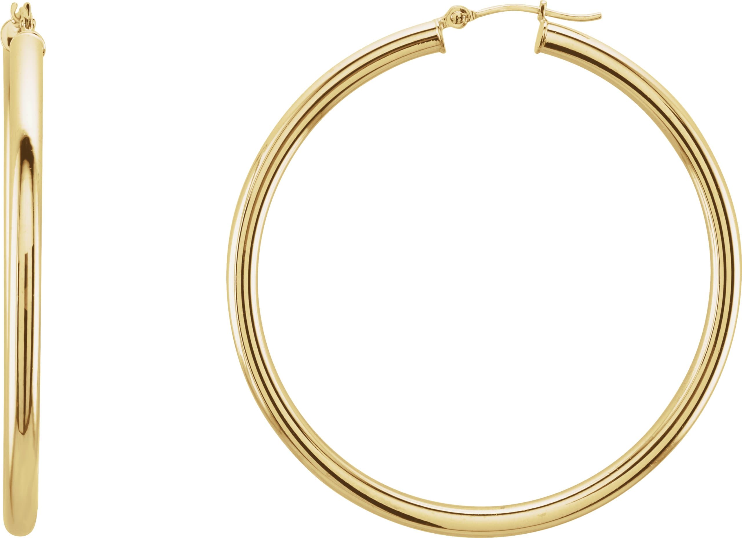 14K Rose Tube 15 mm Hoop Earrings