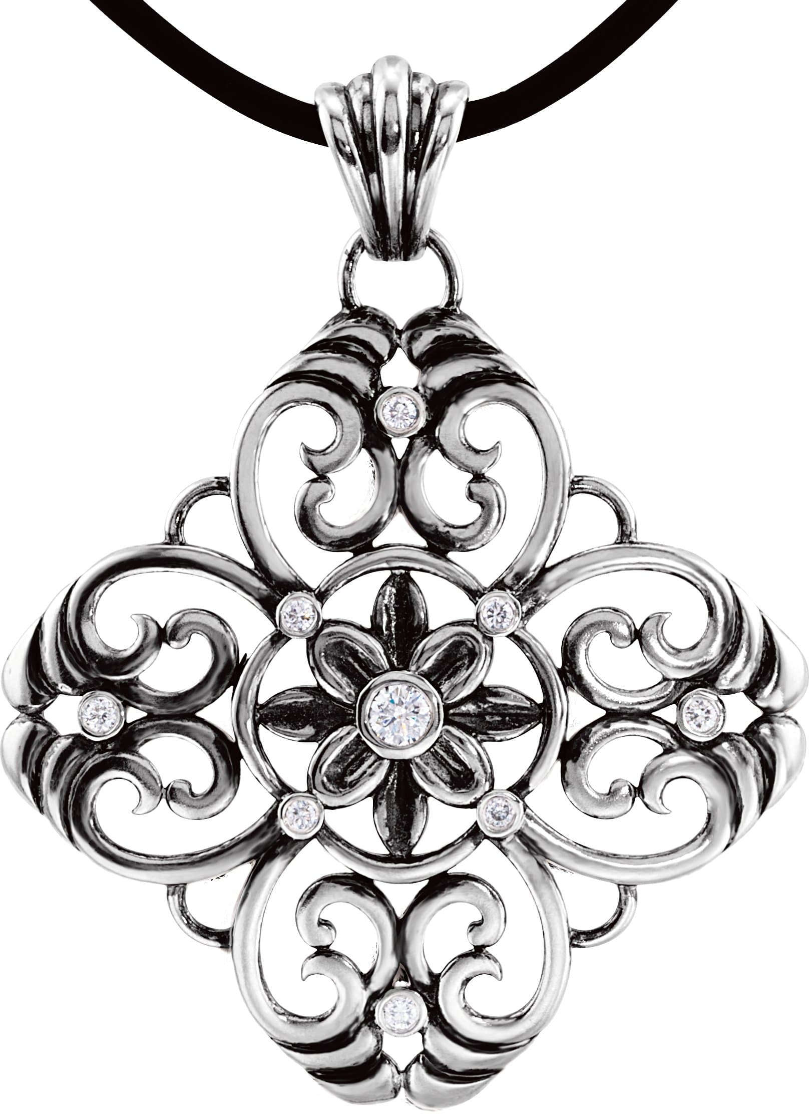 Sterling Silver 1/3 CTW Natural Diamond Filigree 18 Necklace