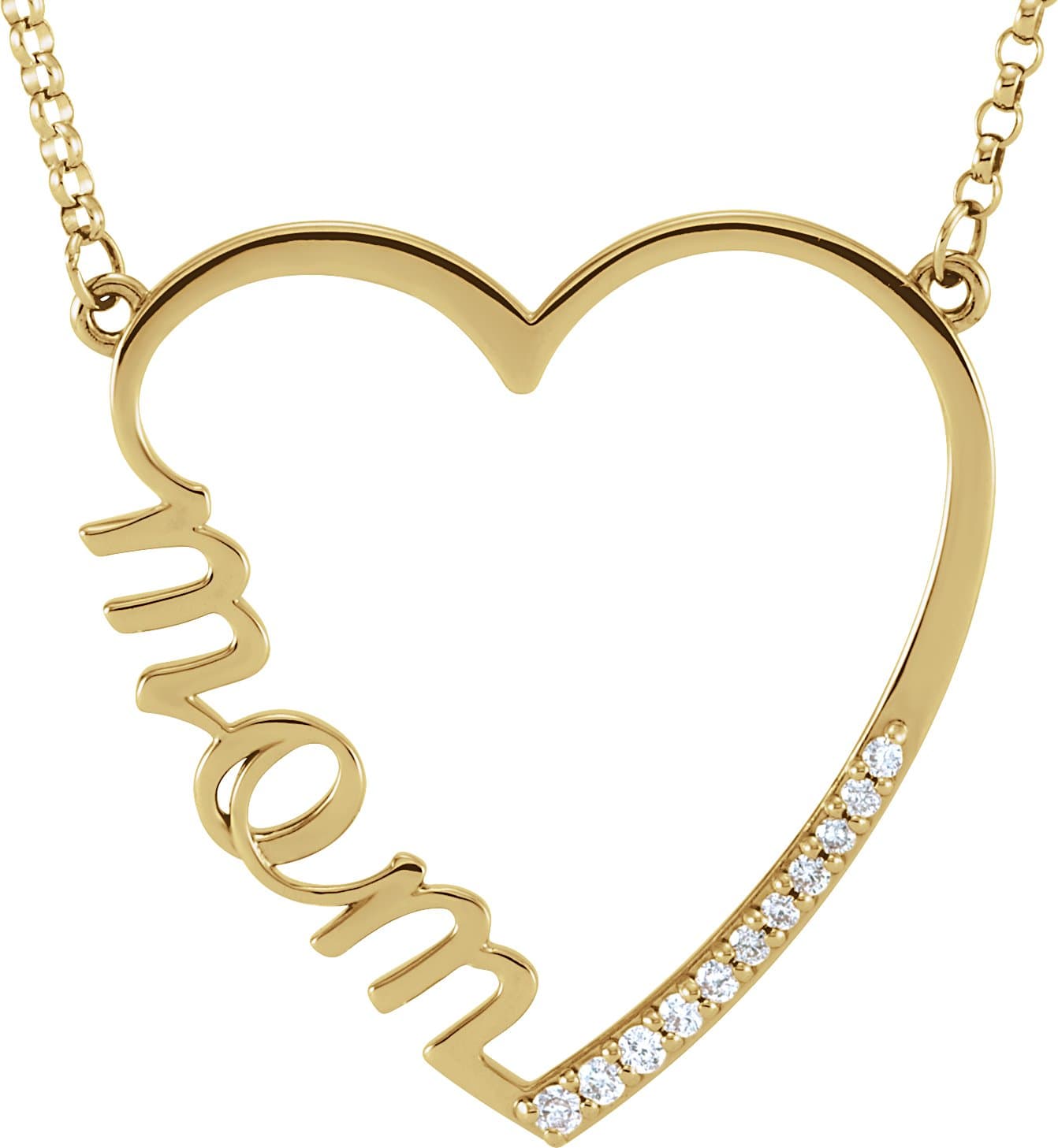 14K Rose 1/10 CTW Natural Diamond "Mom" Heart 17" Necklace