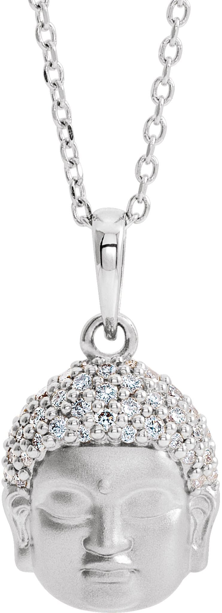 14K Rose 1/8 CTW Natural Diamond Buddha 16-18 Necklace