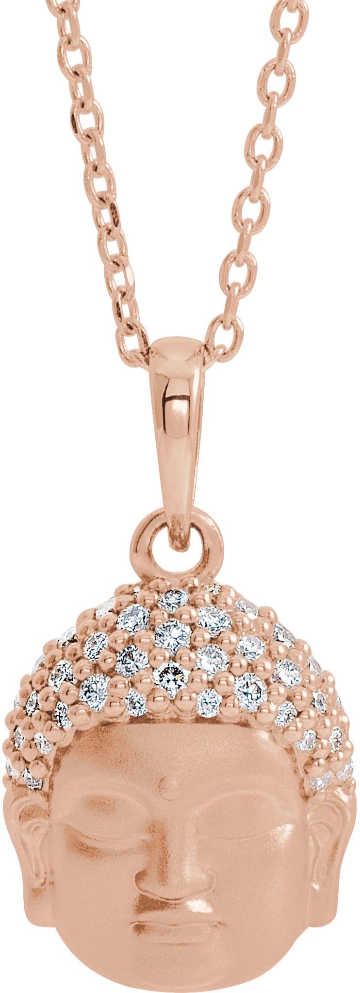 14K Rose 1/8 CTW Natural Diamond Buddha 16-18 Necklace