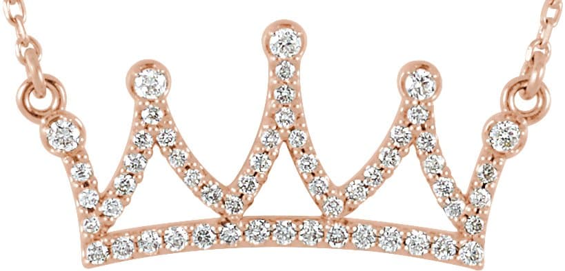 14K Rose 1/5 CTW Natural Diamond Crown 16 Necklace