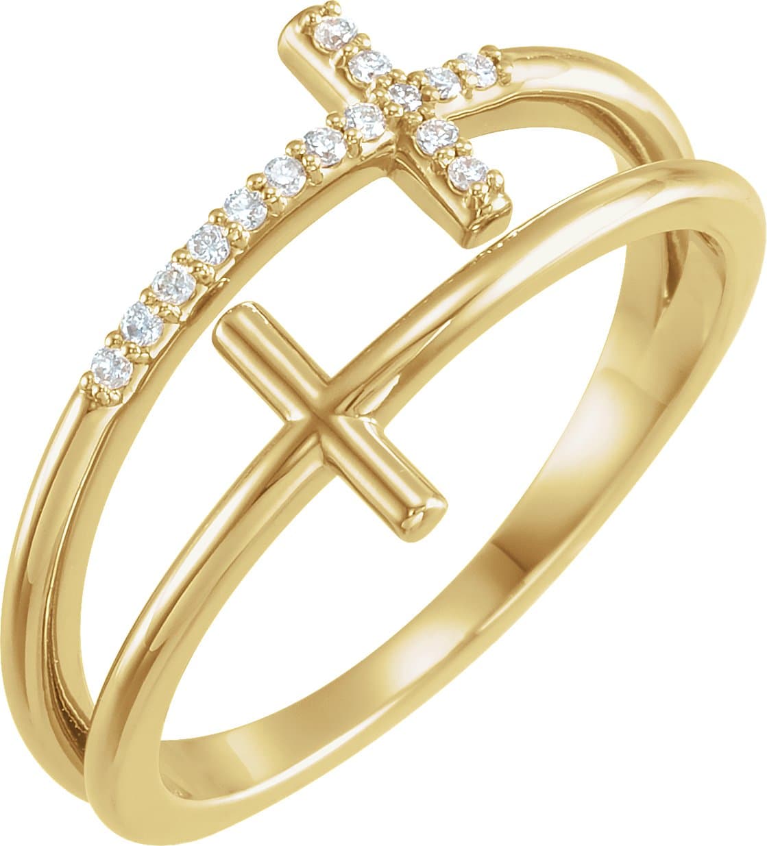 14K Rose .06 CTW Natural Diamond Sideways Cross Ring