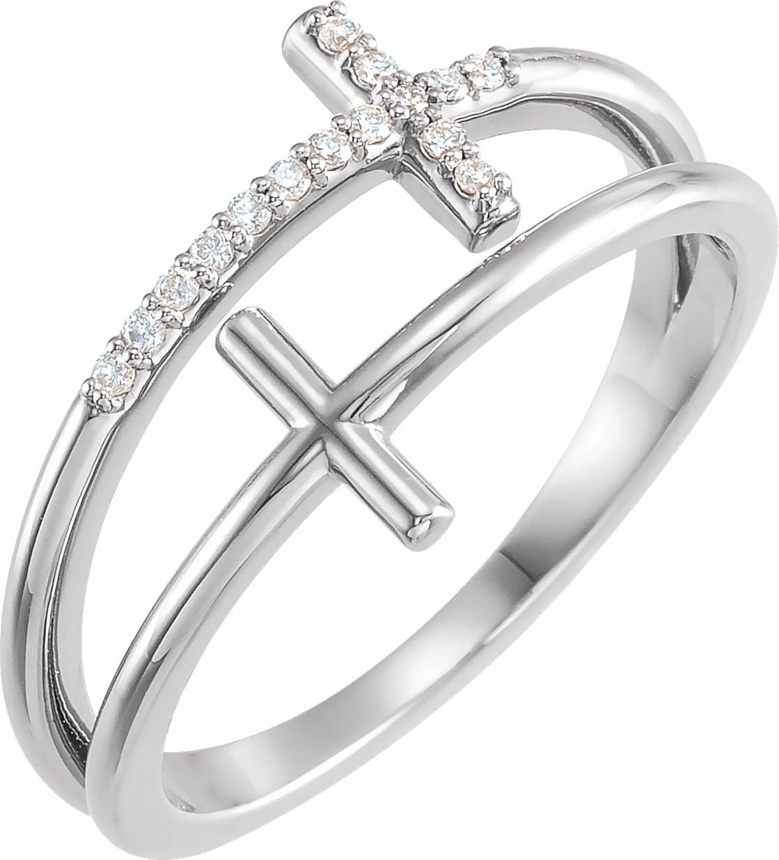 14K Rose .06 CTW Natural Diamond Sideways Cross Ring