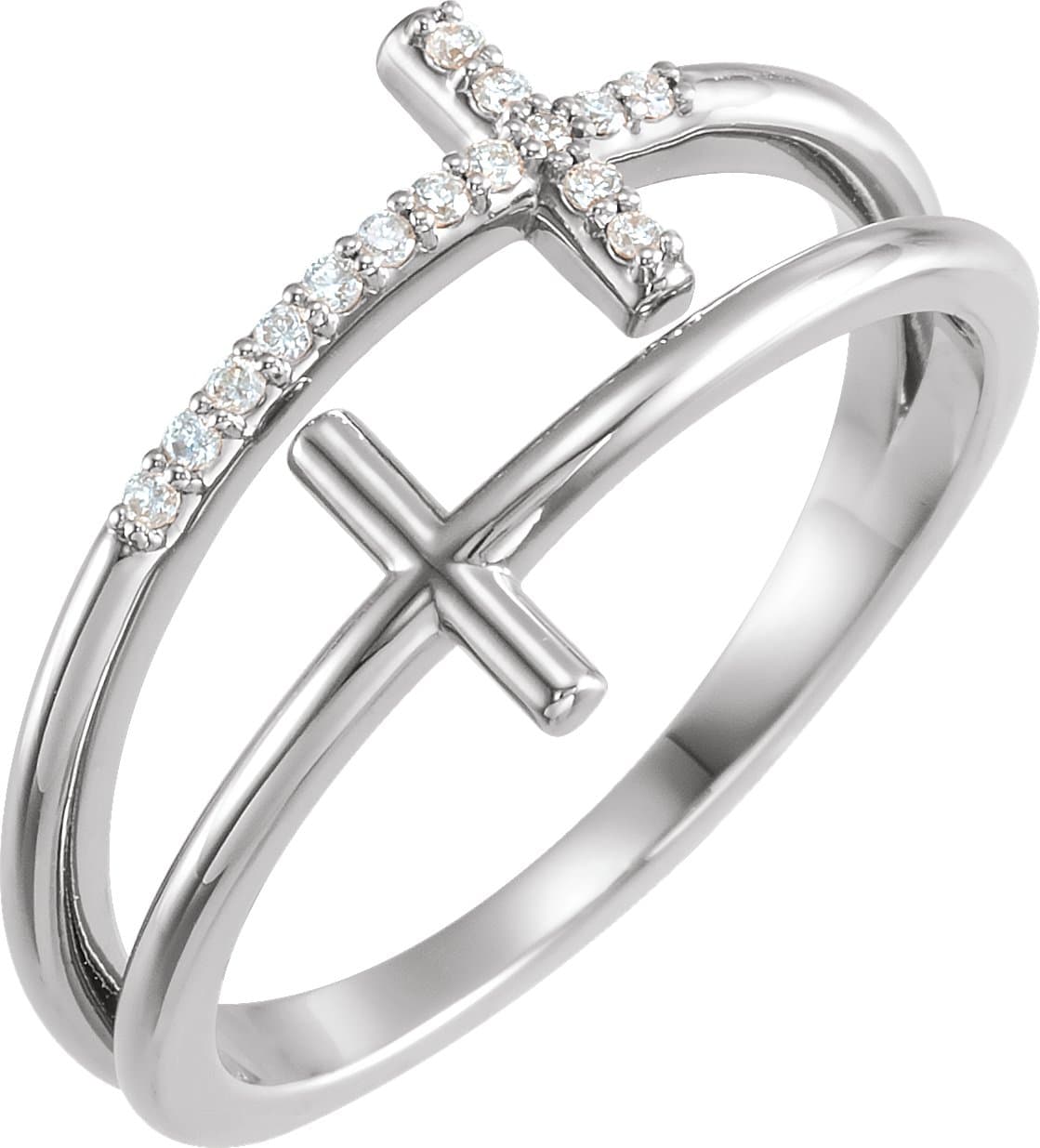 14K Rose .06 CTW Natural Diamond Sideways Cross Ring