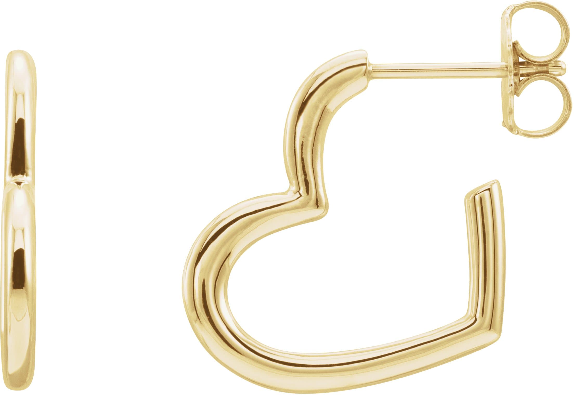 14K Rose Heart 15.9 mm Hoop Earrings