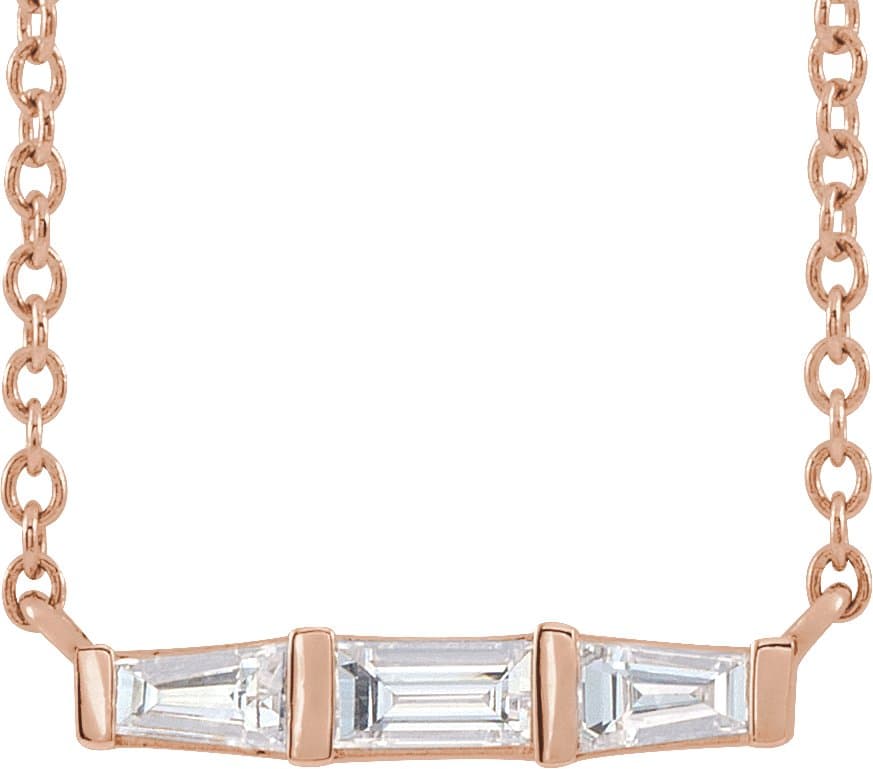 14K Rose 1/8 CTW Natural Diamond Bar 16 Necklace