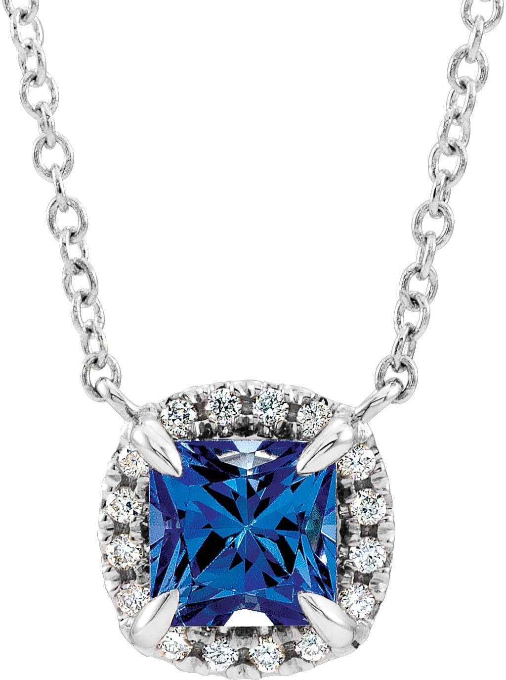 14K Rose Lab-Grown Alexandrite & .05 CTW Natural Diamond 16 Necklace