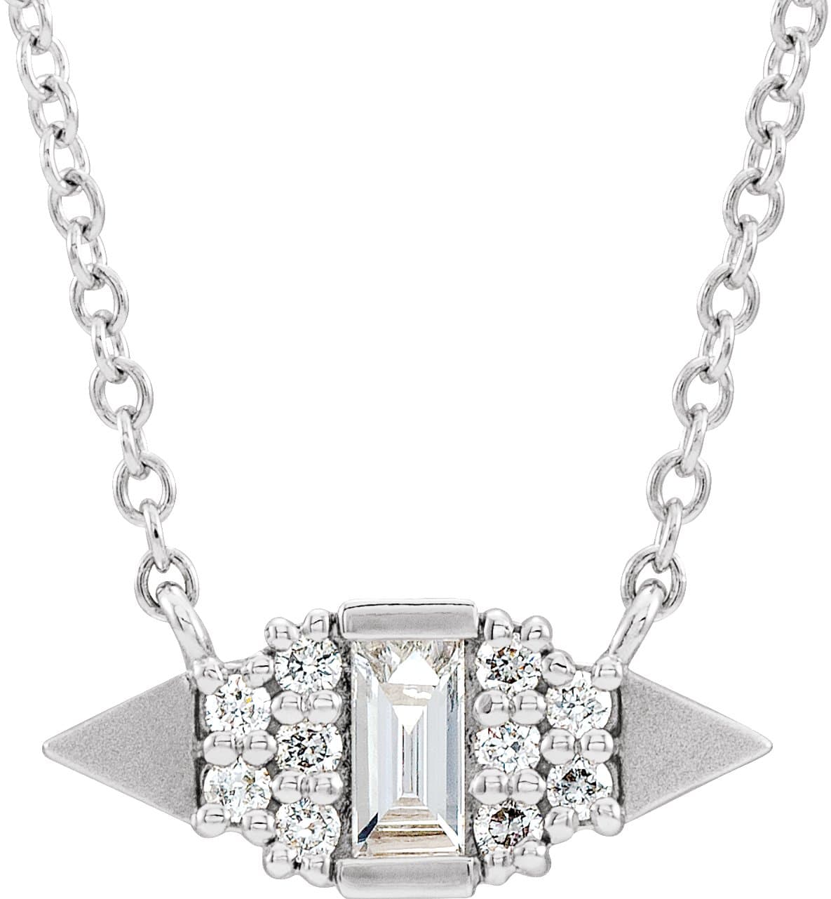14K White 1/6 CTW Natural Diamond Geometric 16 Necklace