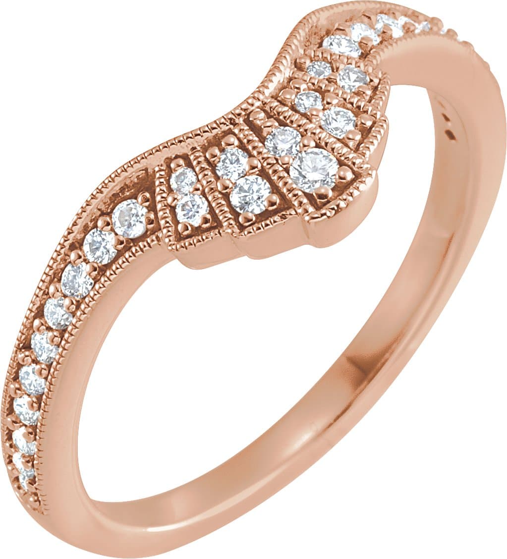 14K Rose 1/5 CTW Natural Diamond Contour Band