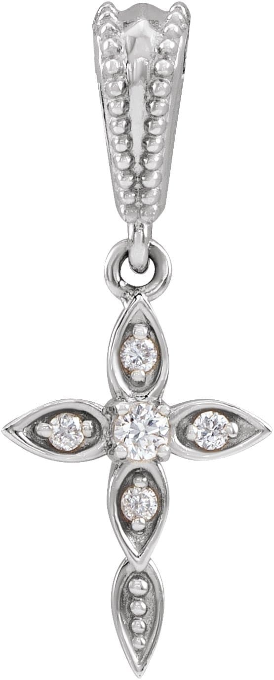 Platinum .03 CTW Natural Diamond Petite Vintage-Inspired Cross Pendant