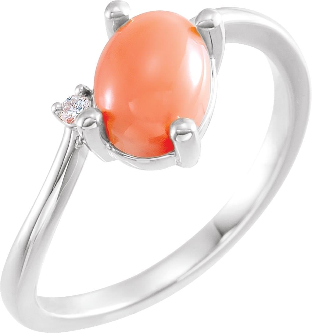 14K Rose Natural Ethiopian Opal & .01 CT Natural Diamond Bypass Ring