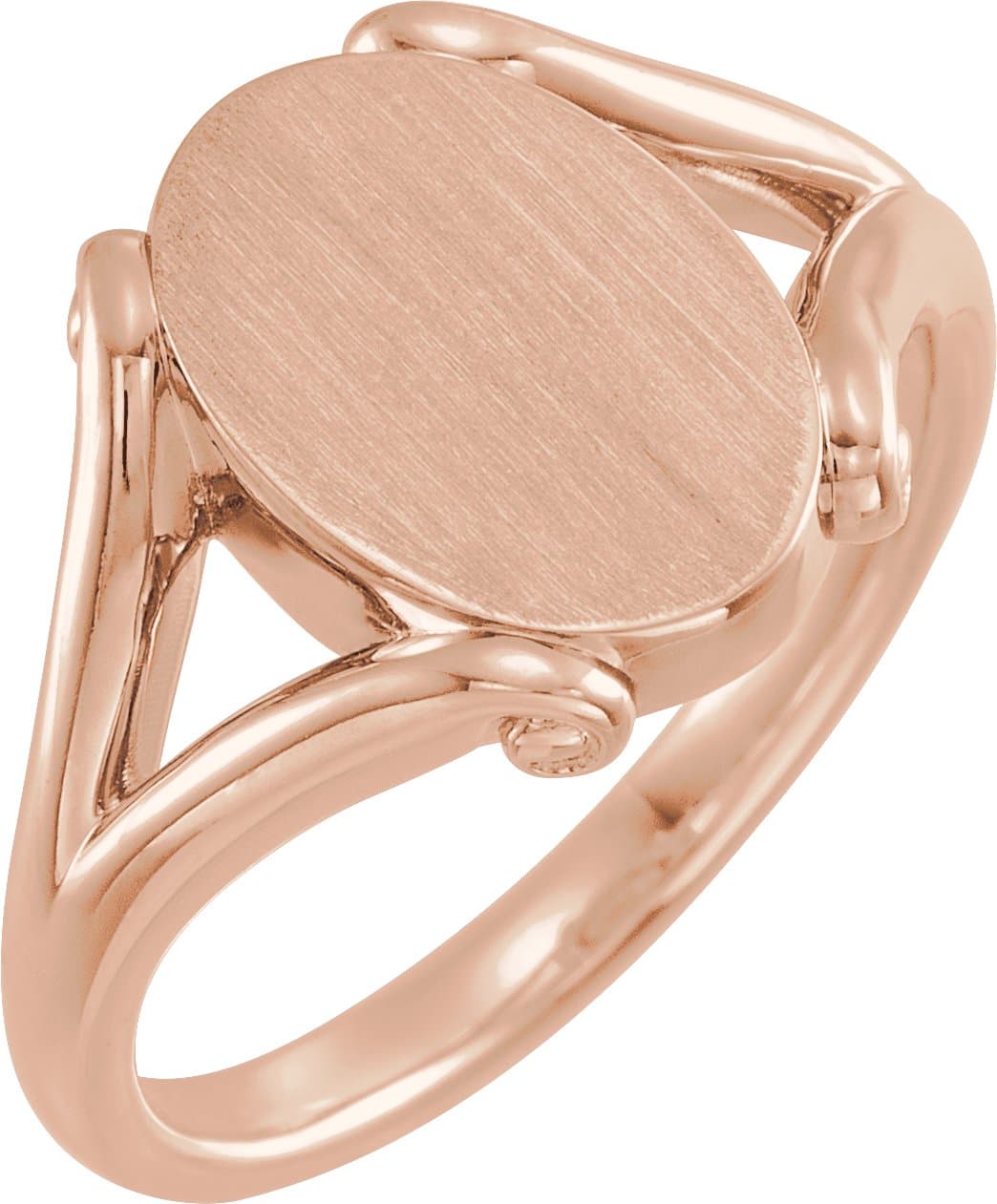 14K Rose 13.2x8.6 mm Oval Signet Ring