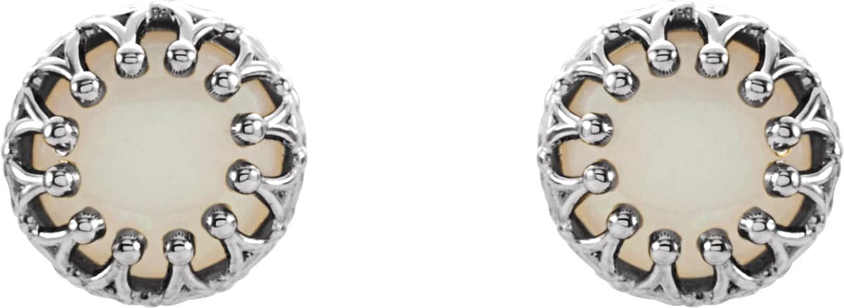 Round Cabochon Crown Earrings, view 3