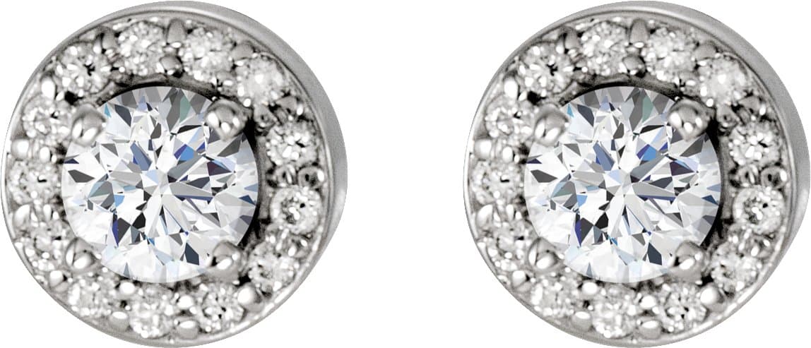 Round 4-Prong Halo-Style Earrings view 2