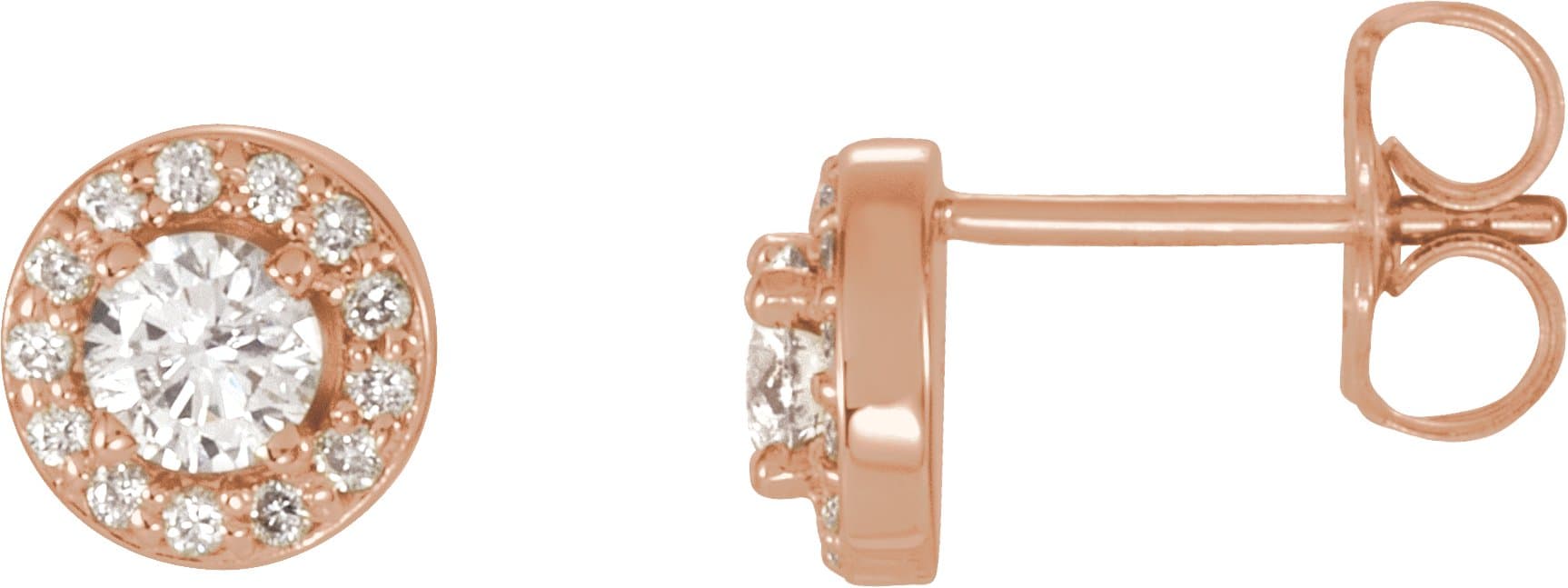 14K Rose 1 1/2 CTW Lab-Grown Diamond Halo-Style Earrings