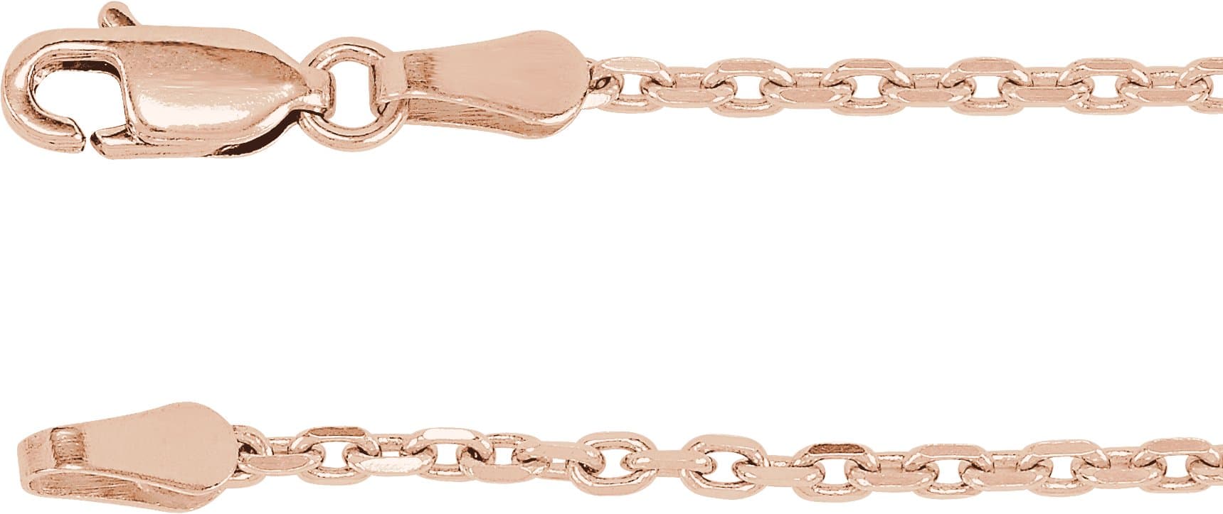 14K Rose 2 mm Diamond-Cut Cable 16 Chain