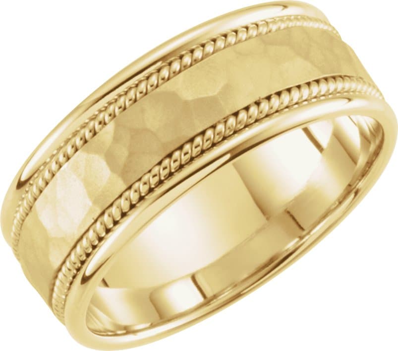 14K White 8 mm Rope Edge Comfort-Fit Flat Band Size 11.5