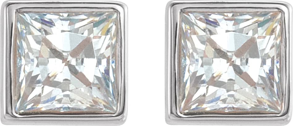 Square Bezel-Set Stud Earrings, view 3