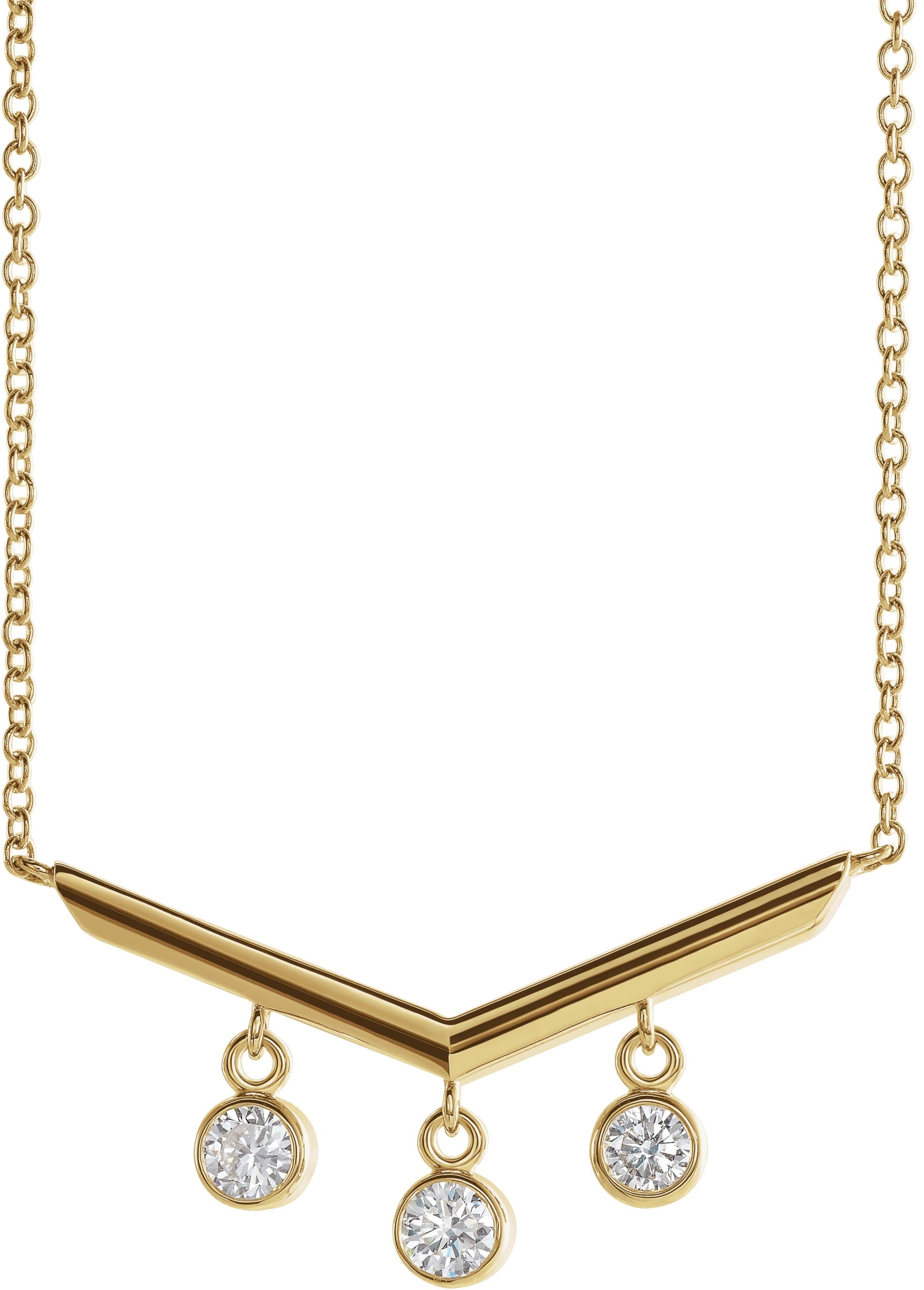 14K Rose 1/3 CTW Natural Diamond V Bar 16 Necklace