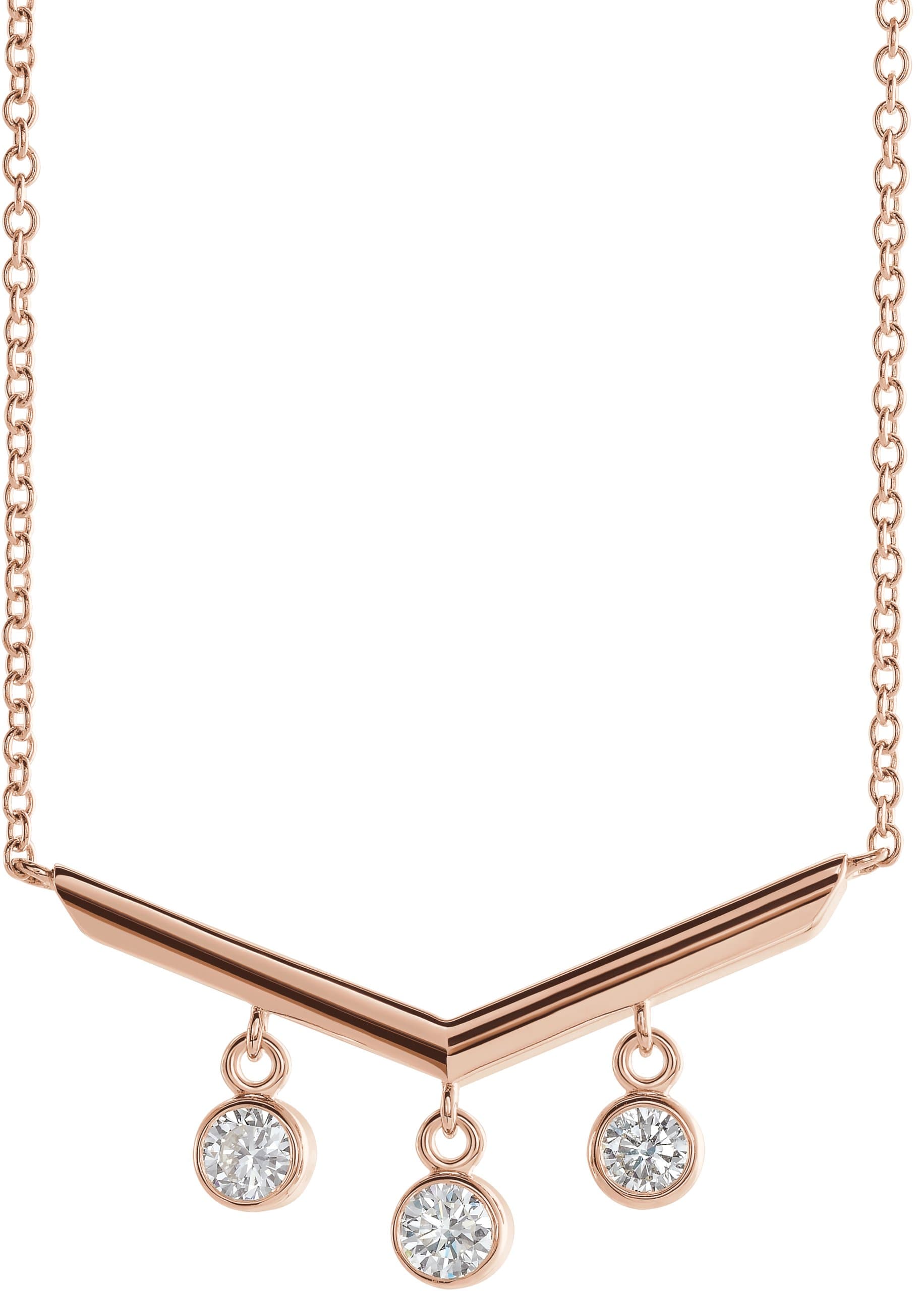 14K Rose 1/3 CTW Natural Diamond V Bar 16 Necklace