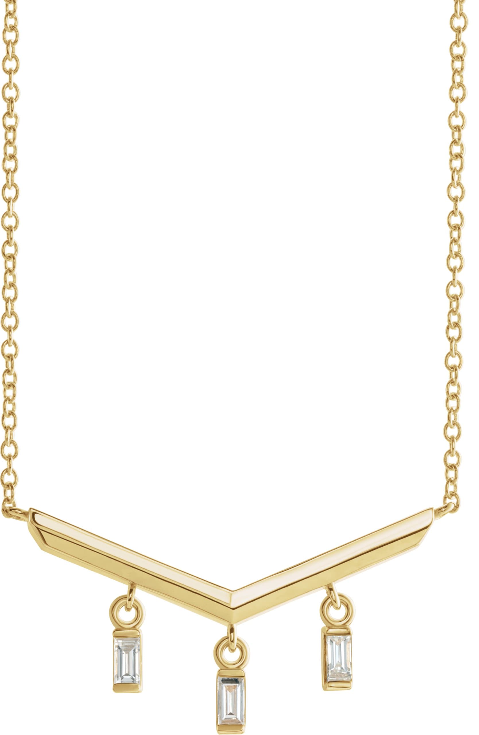 14K Rose 1/3 CTW Natural Diamond V Bar 16 Necklace
