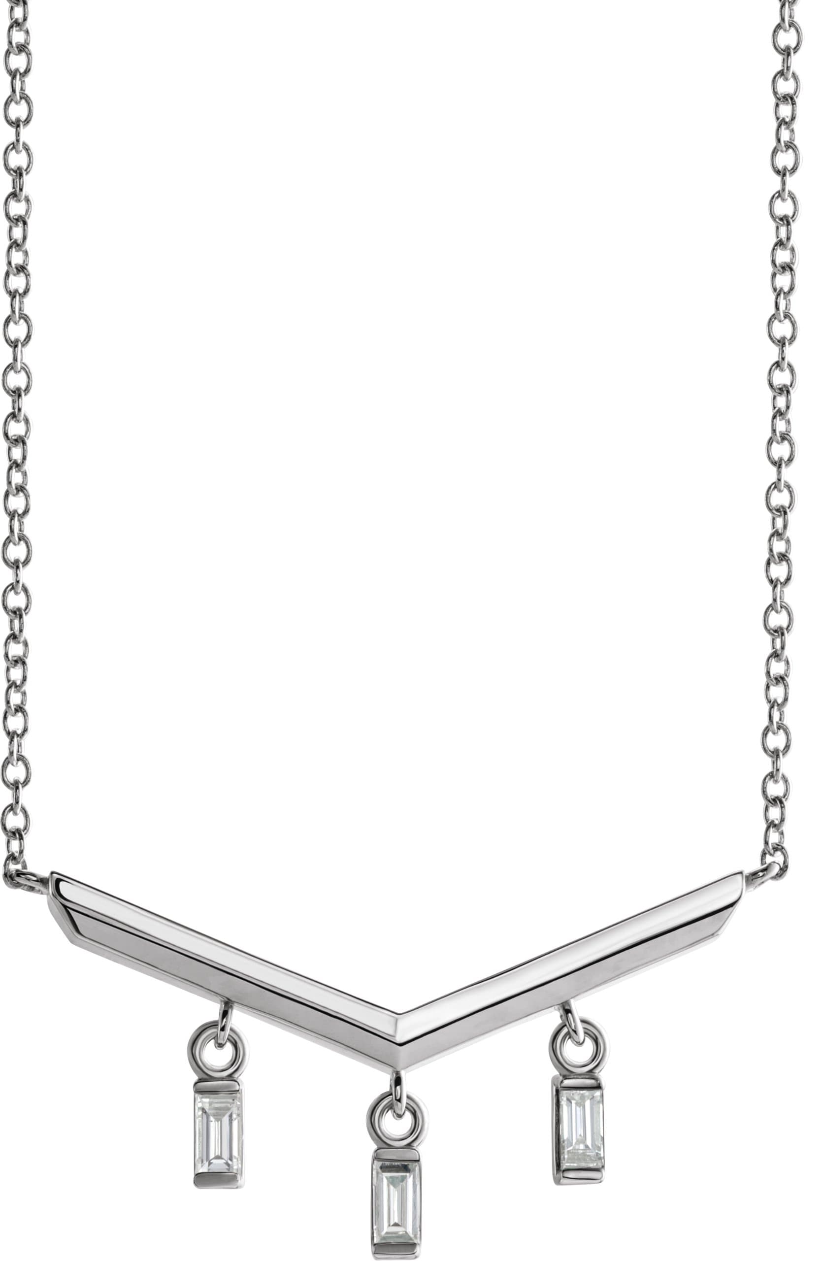 14K Rose 1/3 CTW Natural Diamond V Bar 16 Necklace