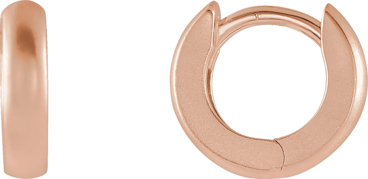 14K Rose 12 mm Hinged Hoop Earrings