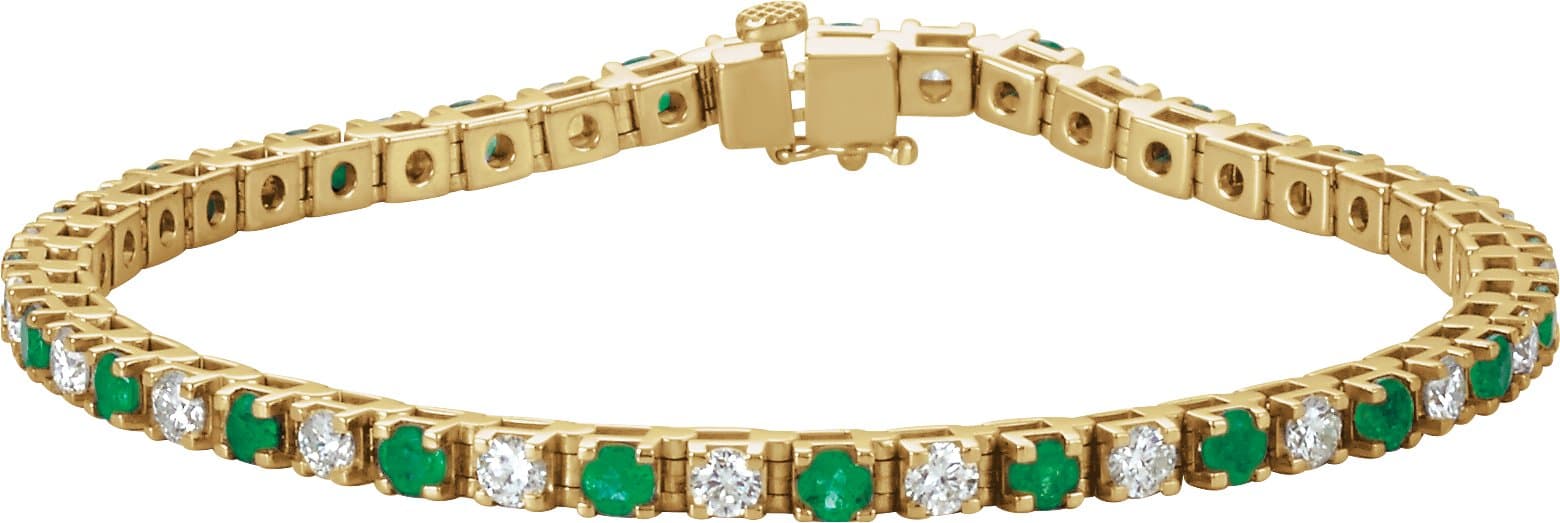 14K Rose Lab-Grown Blue Sapphire & 2 3/8 CTW Lab-Grown Diamond Line 7" Bracelet