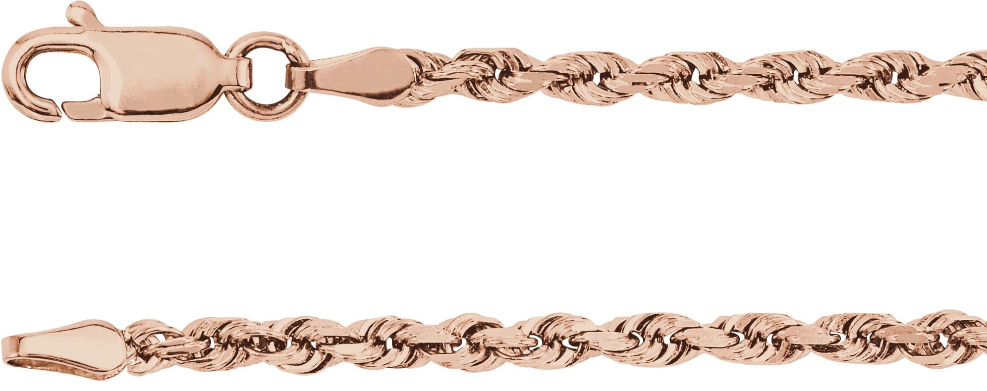 14K Rose 2.5 mm Diamond-Cut Rope 20 Chain