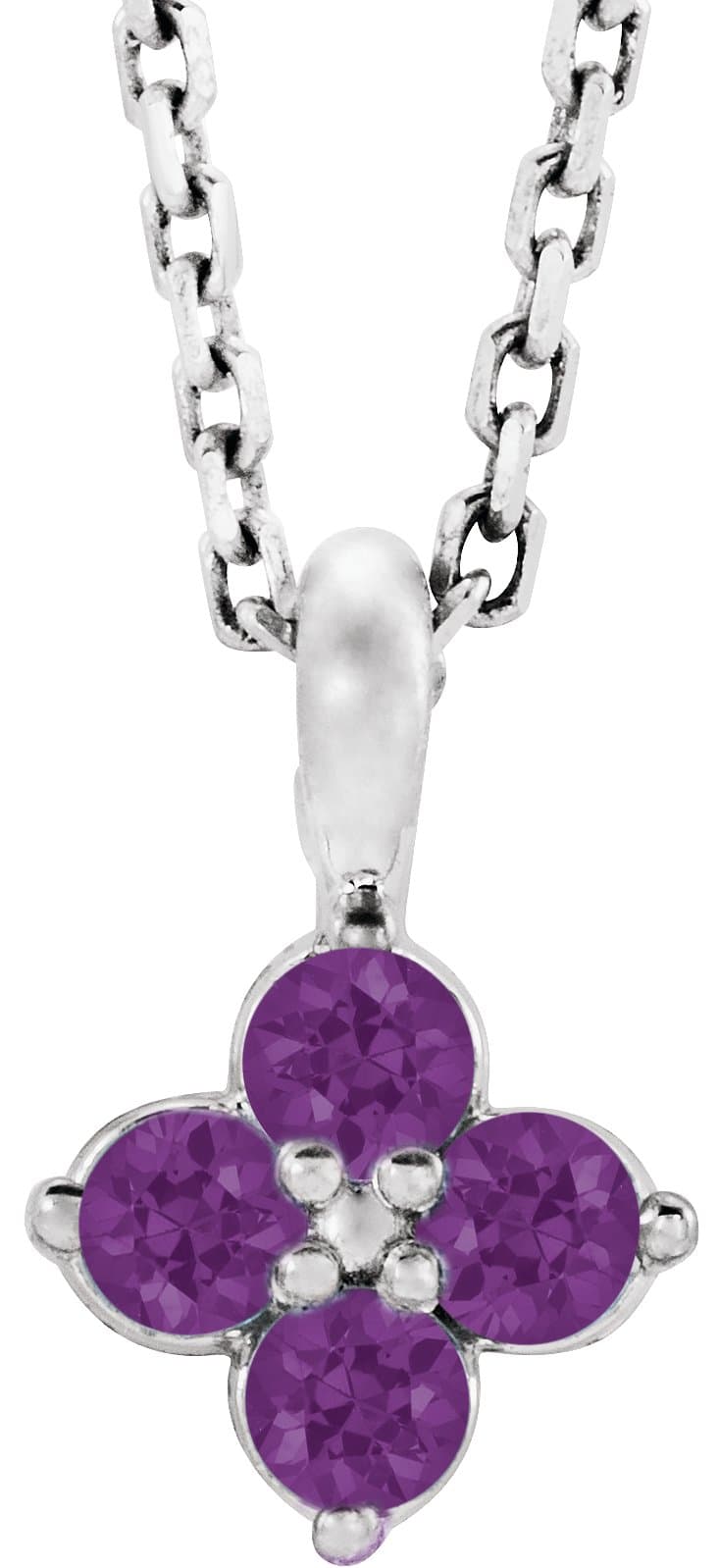 Sterling Silver Imitation Amethyst Youth 16-18 Necklace