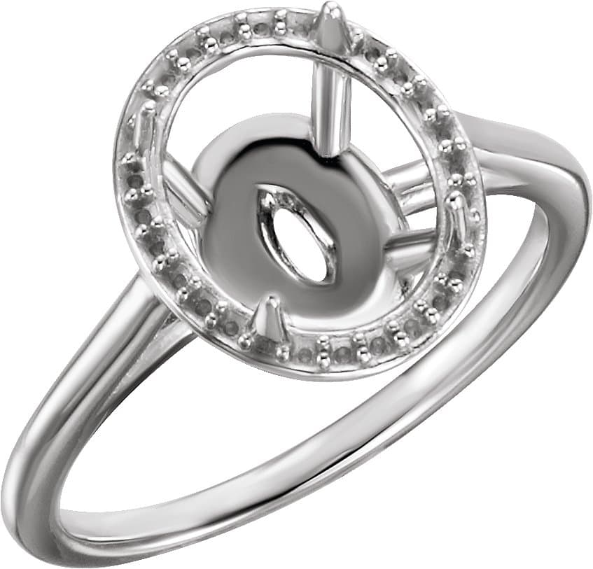 18K Rose Gold 10x8 mm Oval Halo-Style Ring Mounting