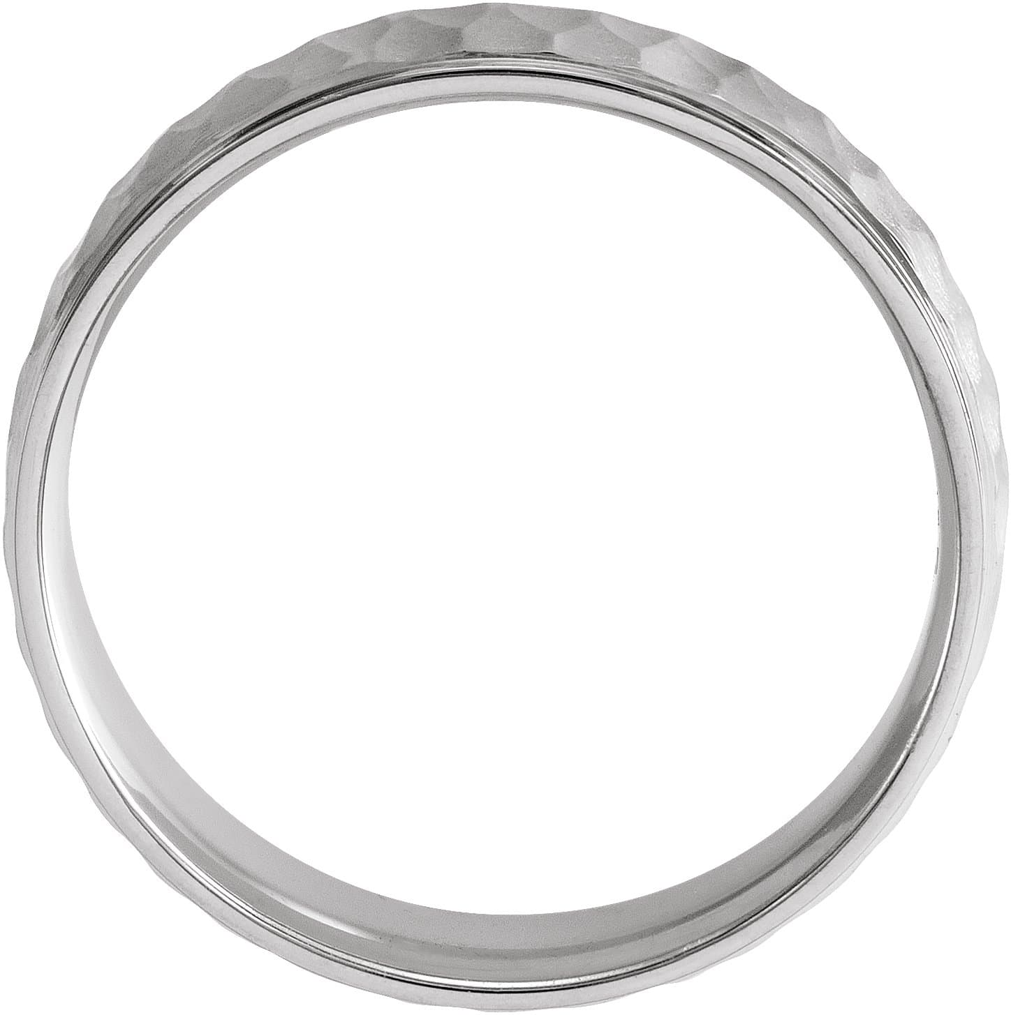 Stepped-Edge Comfort-Fit Flat Band with Matte Hammer Finish view 2
