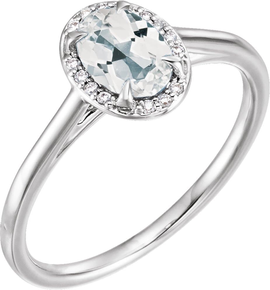 14K White 10x8 mm Lab-Grown Alexandrite & .06 CTW Natural Diamond Ring