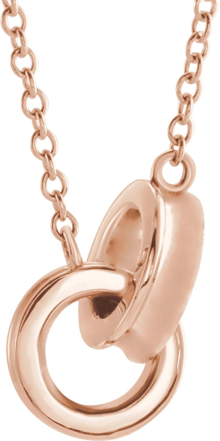 14K Rose Interlocking Circle 16 Necklace