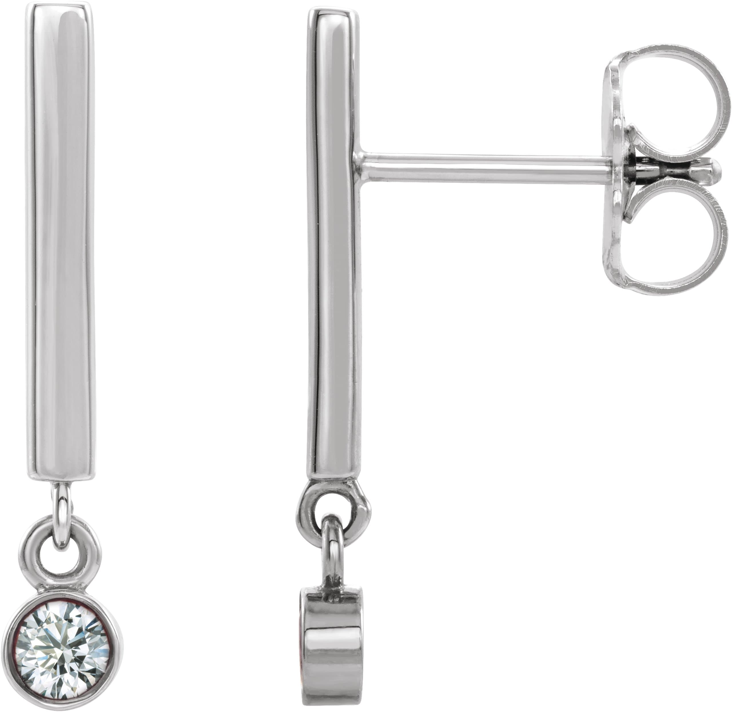 Platinum 1/8 CTW Natural Diamond Bar Earrings