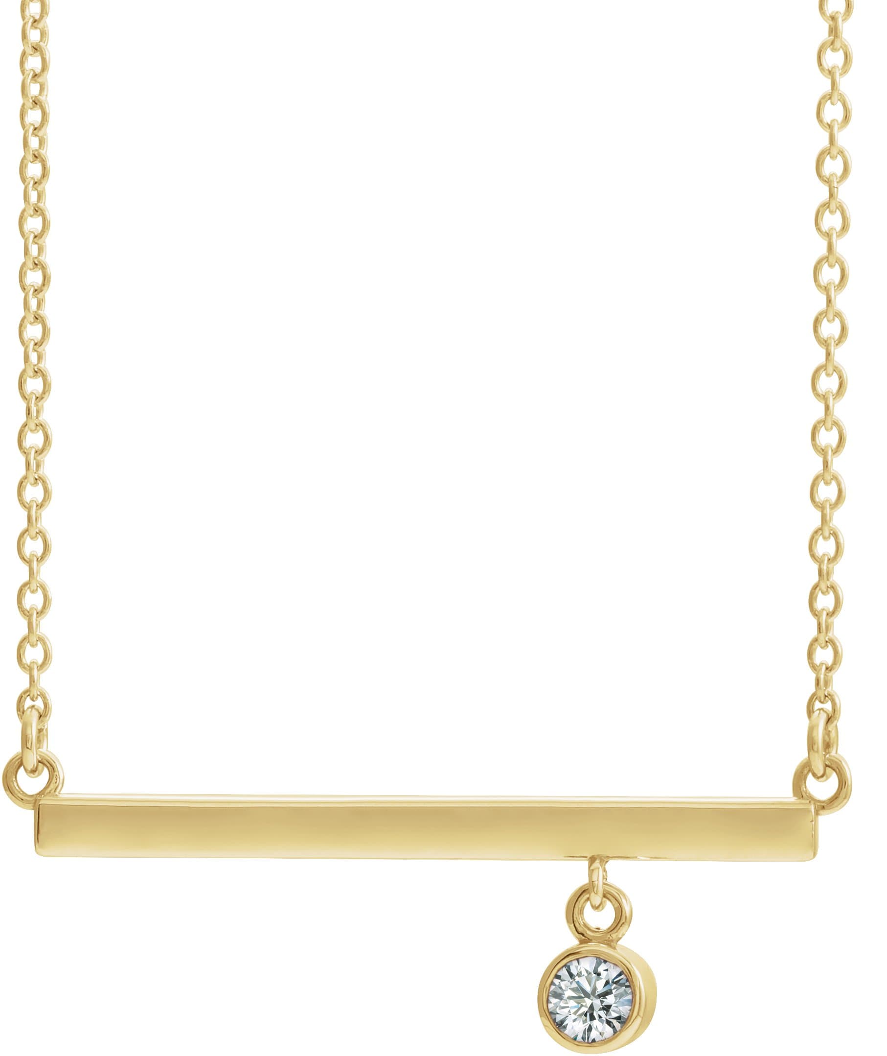 14K Rose Lab-Grown Alexandrite Bezel-Set Bar 18 Necklace