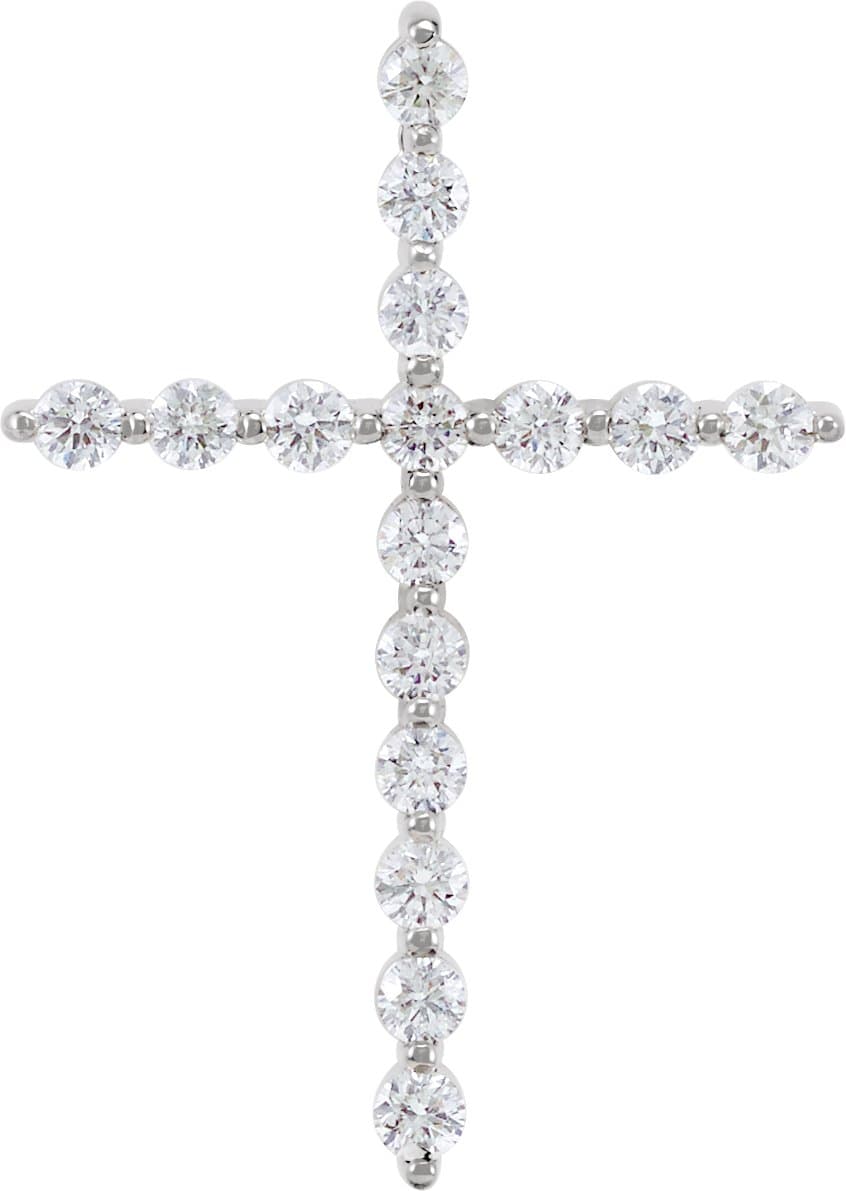 Platinum 1/2 CTW Natural Diamond Cross Pendant