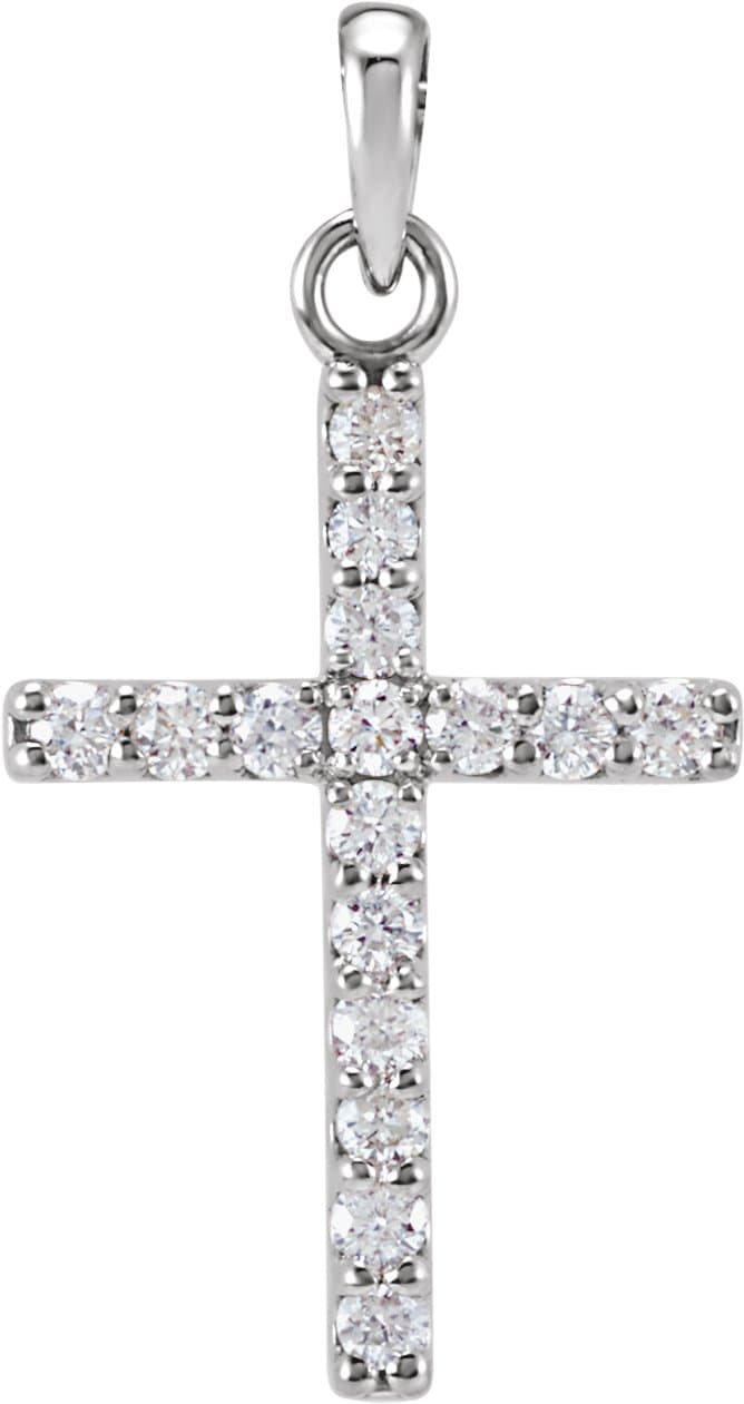 14K Rose 1 1/4 CTW Natural Diamond Cross Pendant