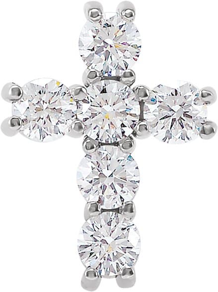 14K White Gold 1/2 CTW Natural Diamond Cross Pendant