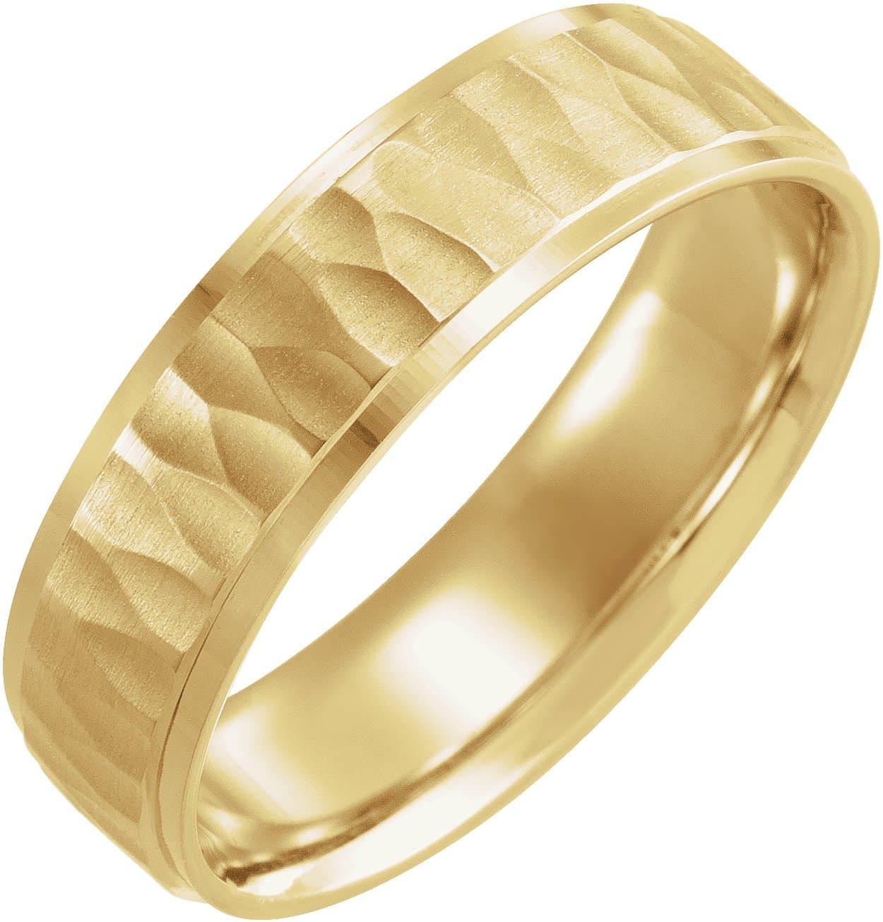 14K Rose 6 mm Stepped-Edge Comfort-Fit Flat Band Size 7