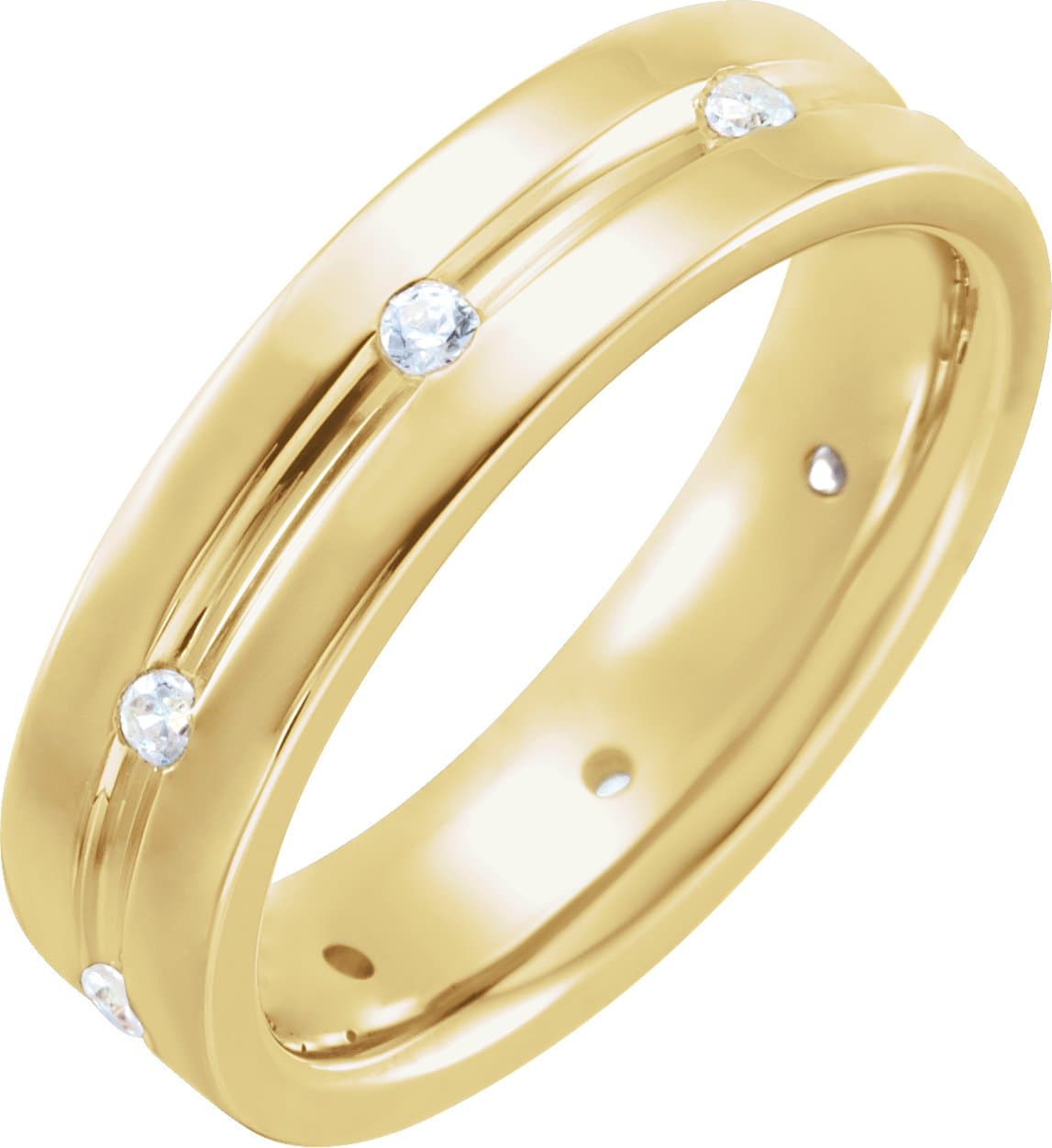 14K Rose 1/6 CTW Natural Diamond Grooved Band Size 12.5
