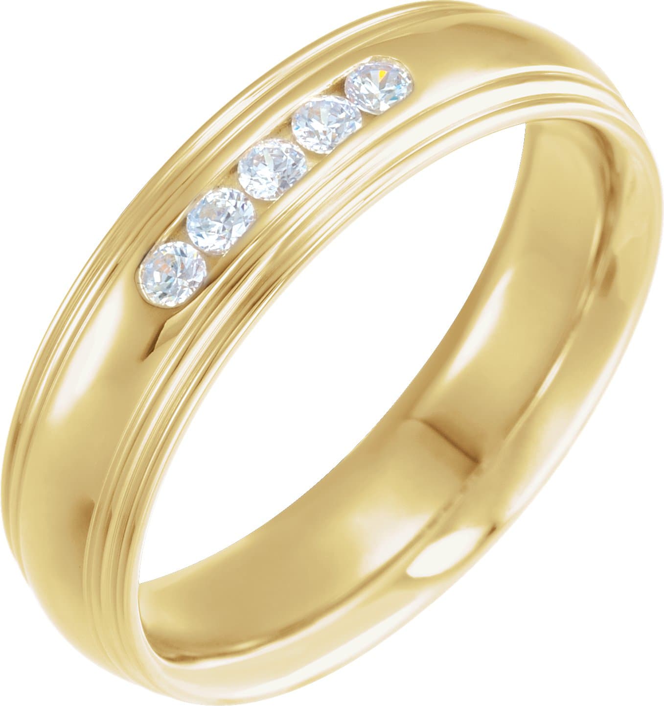 14K Rose 1/5 CTW Natural Diamond Double Stepped-Edge Comfort-Fit 6 mm Half Round Band Size 13