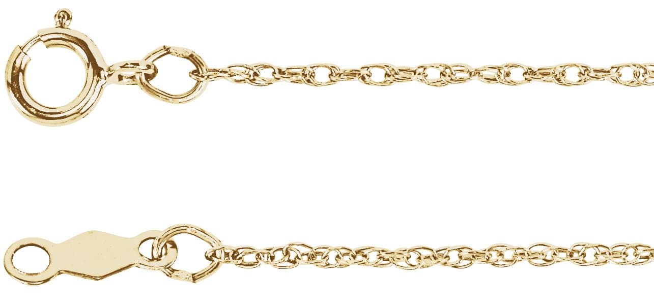 14K White 1 mm Rope 16 Chain
