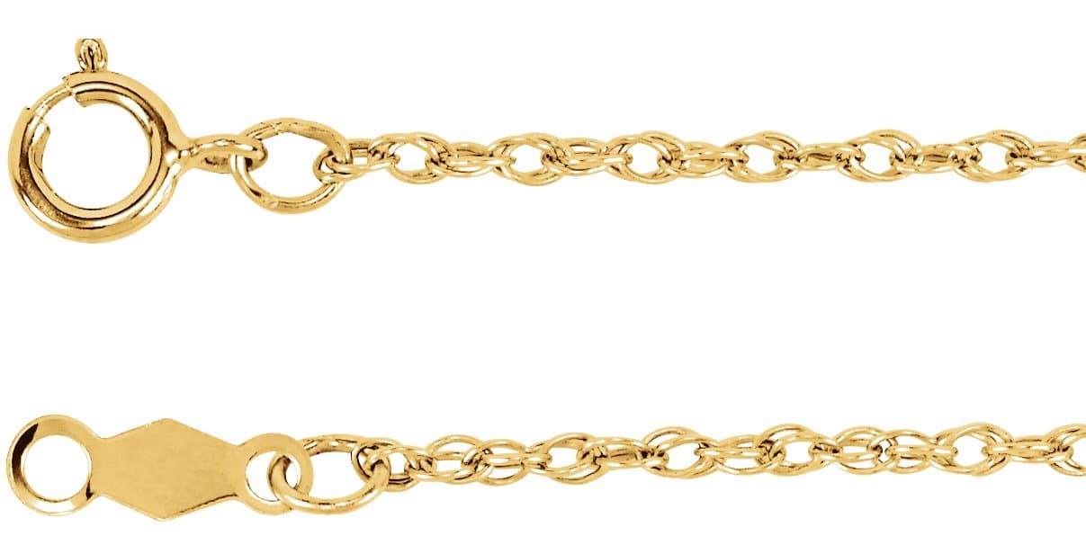 14K White 1.25 mm Rope 16 Chain