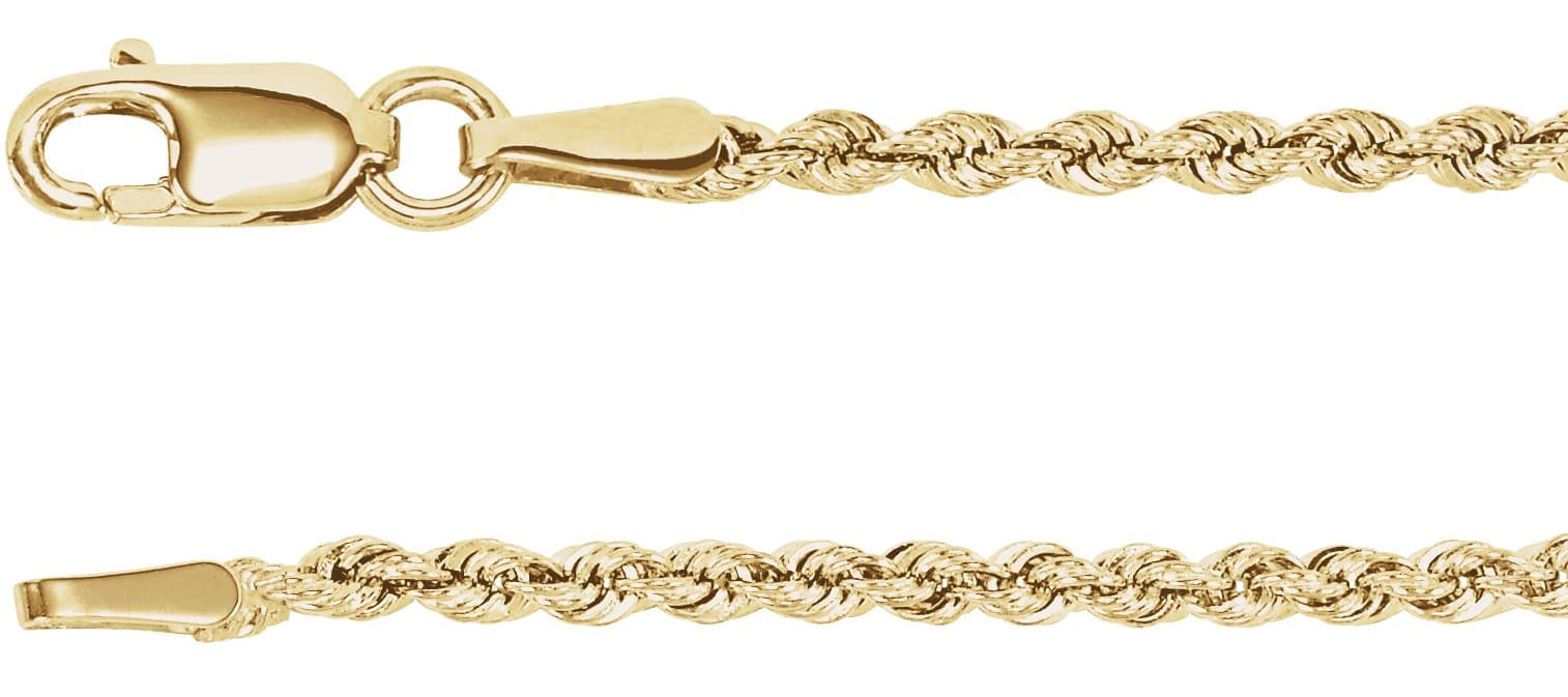 14K White 1.85 mm Rope 7" Chain