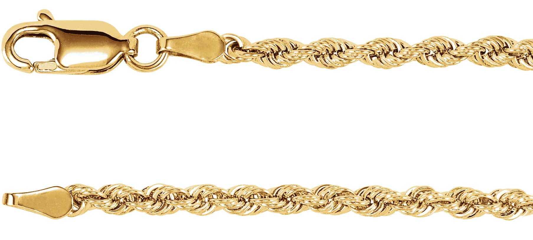 14K White 2.5 mm Rope 7" Chain