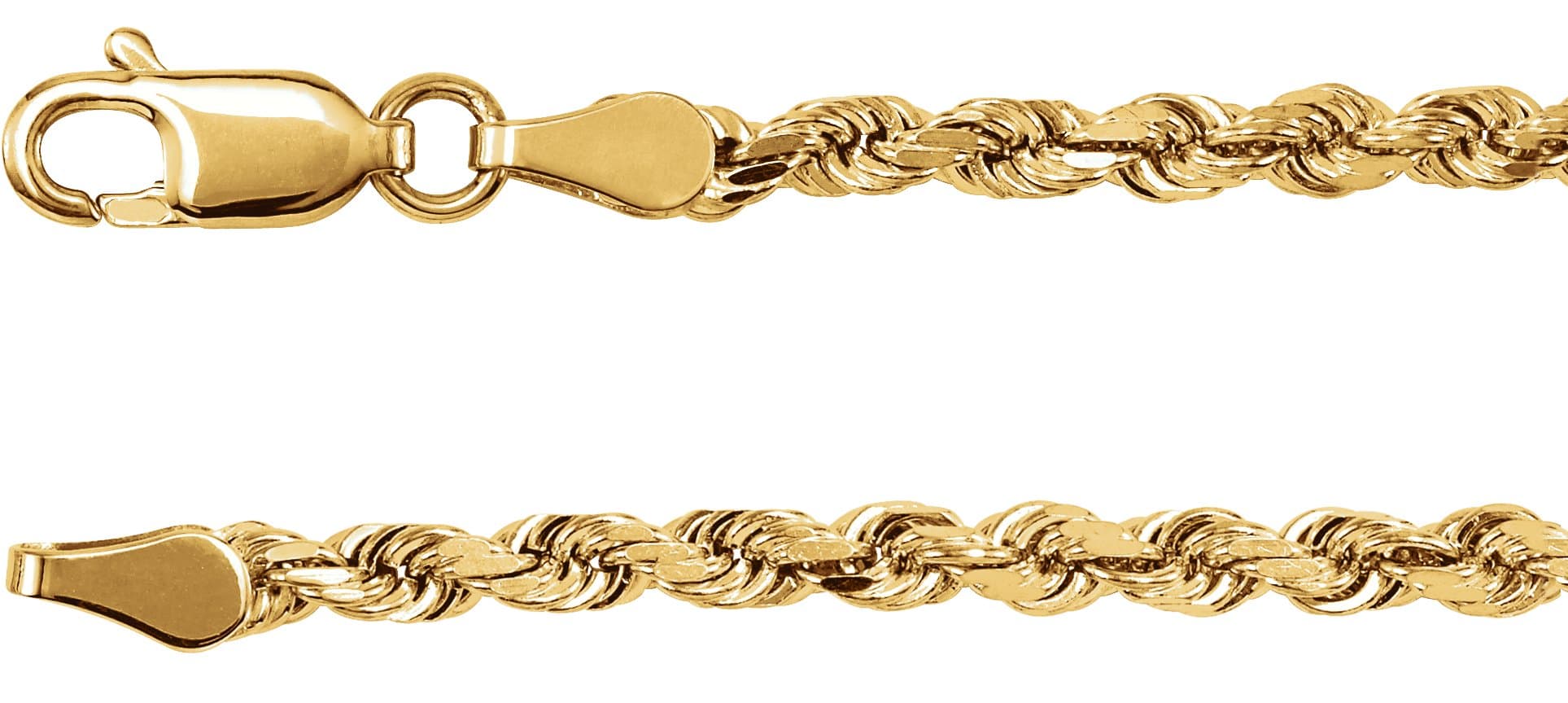 14K White 2.8 mm Diamond-Cut Rope 7" Chain