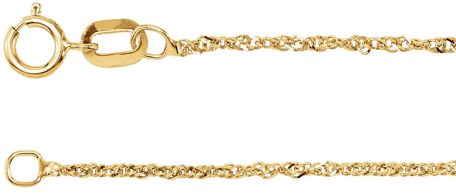 14K White 1 mm Singapore 7" Chain