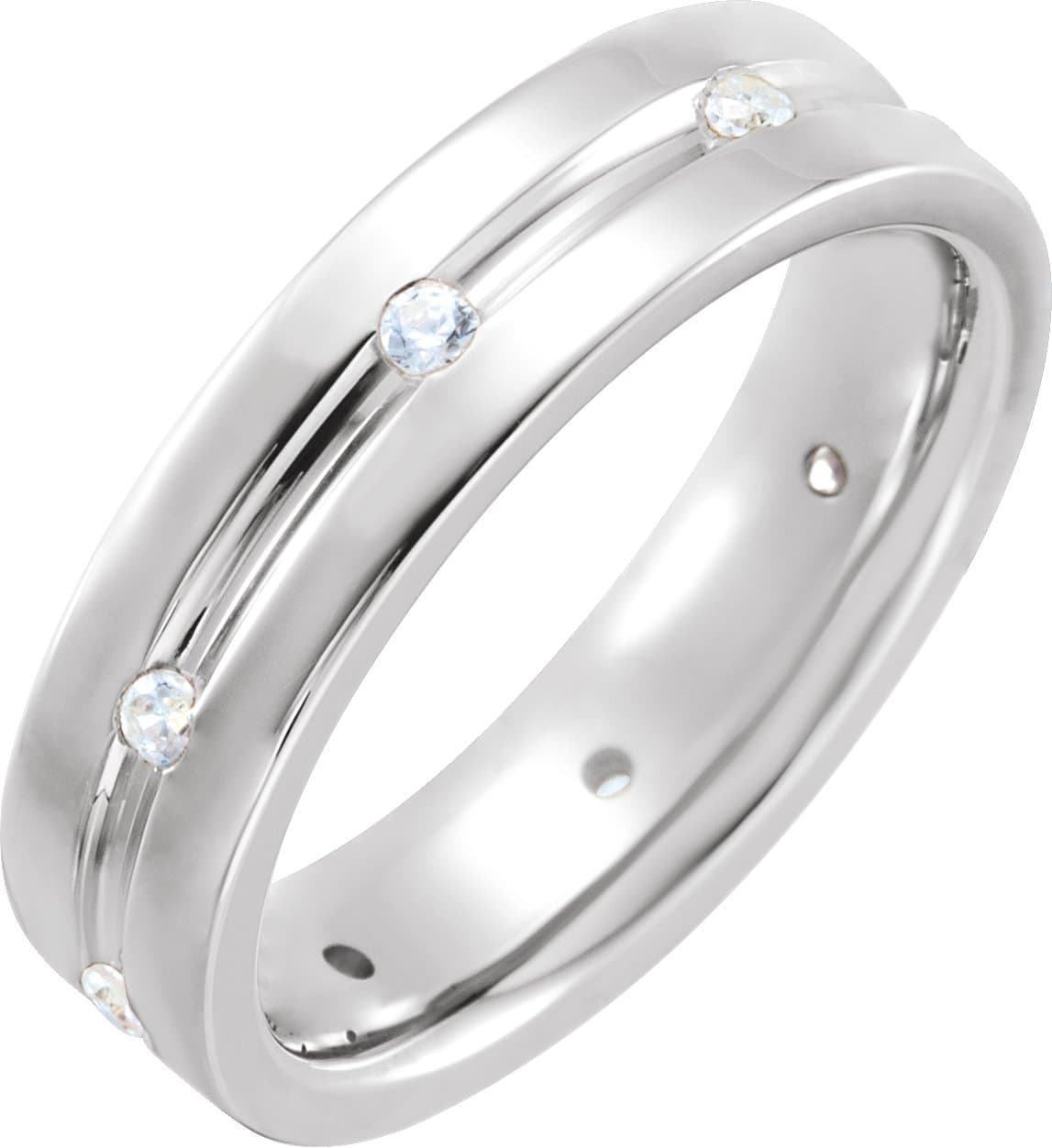 14K Rose 1/6 CTW Natural Diamond Grooved Band Size 12.5